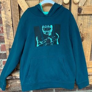 Boy’ Football Image Tek Gear Hoodie Green size Medium, ultra soft fleece